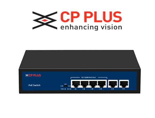 CP Plus 4 Port PoE Switch with 2 x 10/100Mbps Uplink (CP-ANW-HP4H2-N65)