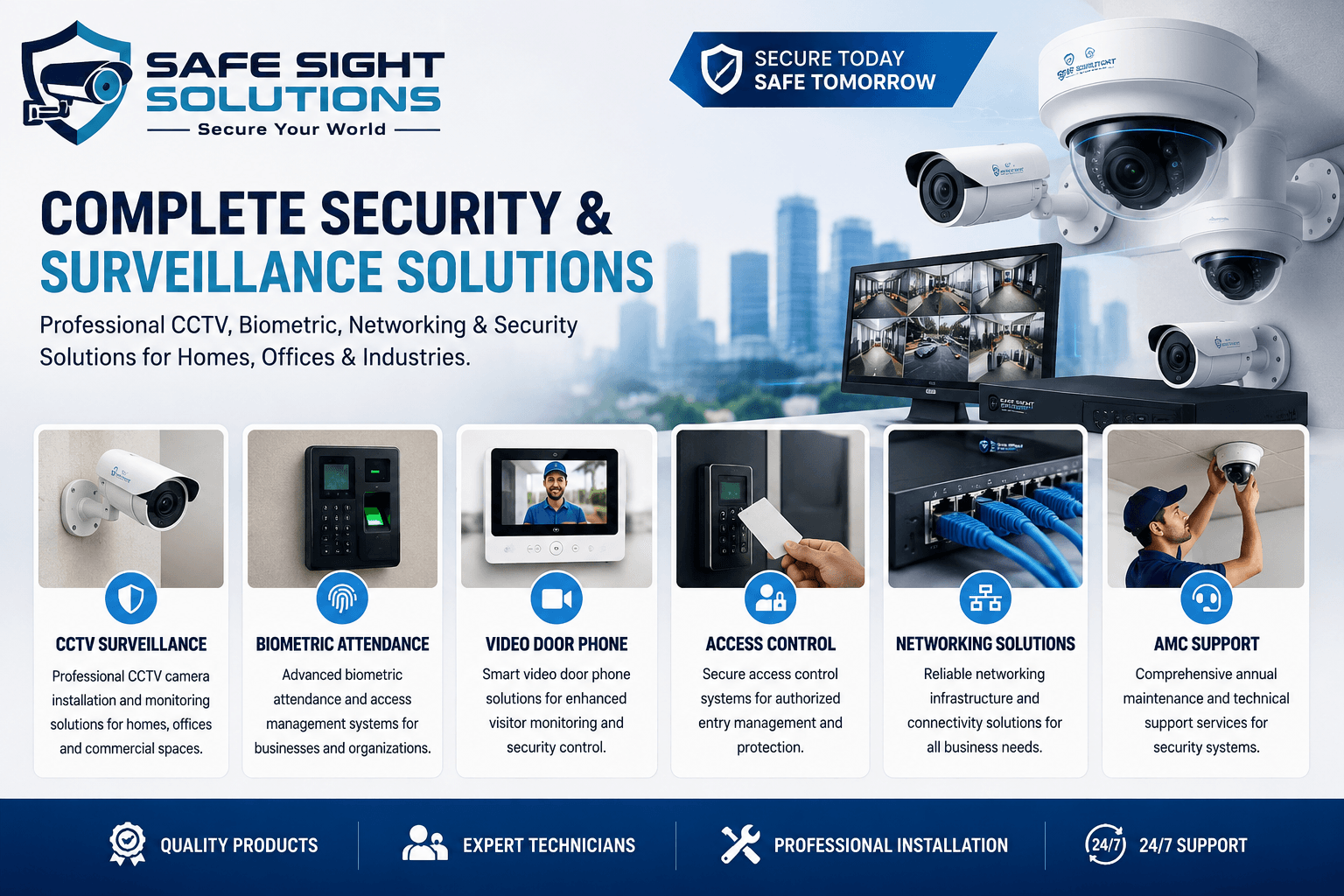 CCTV & Security Services in Hanamkonda for CCTV surveillance, biometric attendance, access control, networking solutions, video door phone and AMC support